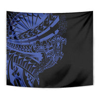 Blue Marquesas Islands Tapestry Marquesan Matatiki Hammerhead Shark Patutiki - Polynesian Pride