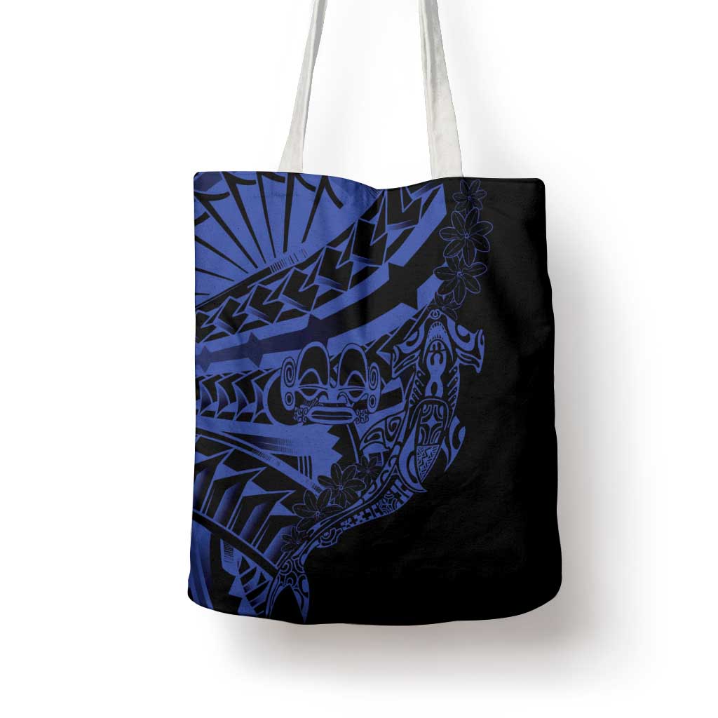 Blue Marquesas Islands Tote Bag Marquesan Matatiki Hammerhead Shark Patutiki - Polynesian Pride