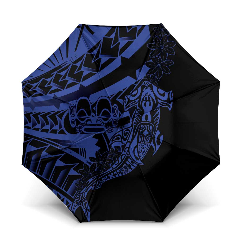 Blue Marquesas Islands Umbrella Marquesan Matatiki Hammerhead Shark Patutiki - Polynesian Pride