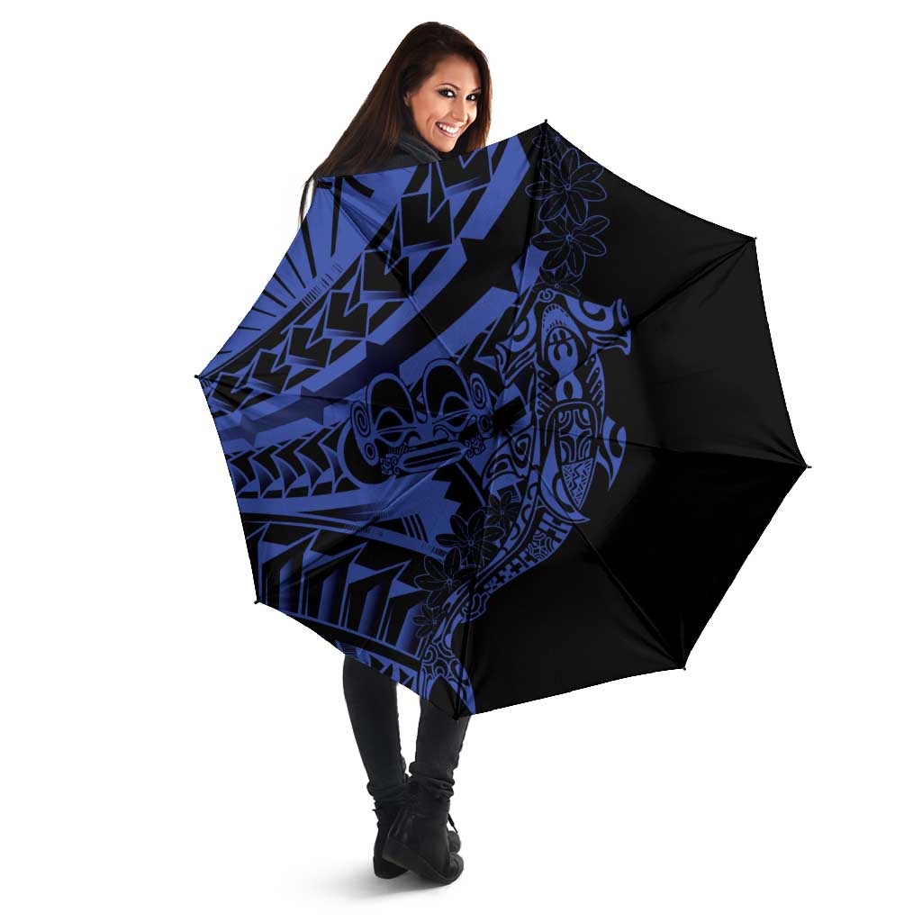 Blue Marquesas Islands Umbrella Marquesan Matatiki Hammerhead Shark Patutiki - Polynesian Pride
