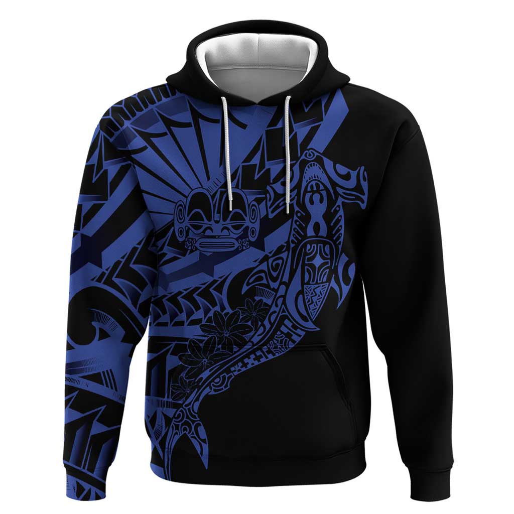 Blue Marquesas Islands Zip Hoodie Marquesan Matatiki Hammerhead Shark Patutiki - Polynesian Pride