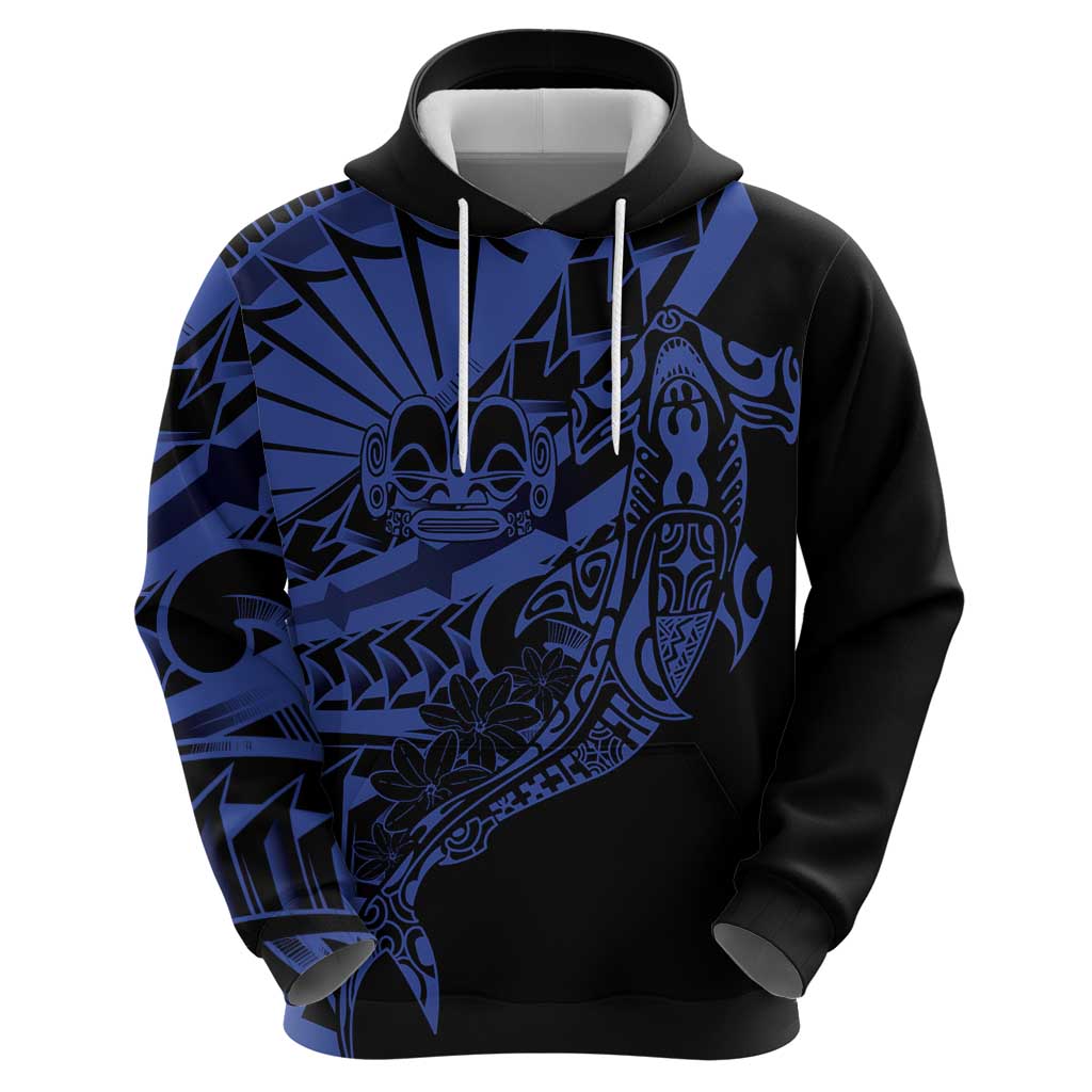 Blue Marquesas Islands Zip Hoodie Marquesan Matatiki Hammerhead Shark Patutiki - Polynesian Pride