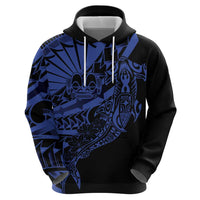Blue Marquesas Islands Zip Hoodie Marquesan Matatiki Hammerhead Shark Patutiki - Polynesian Pride