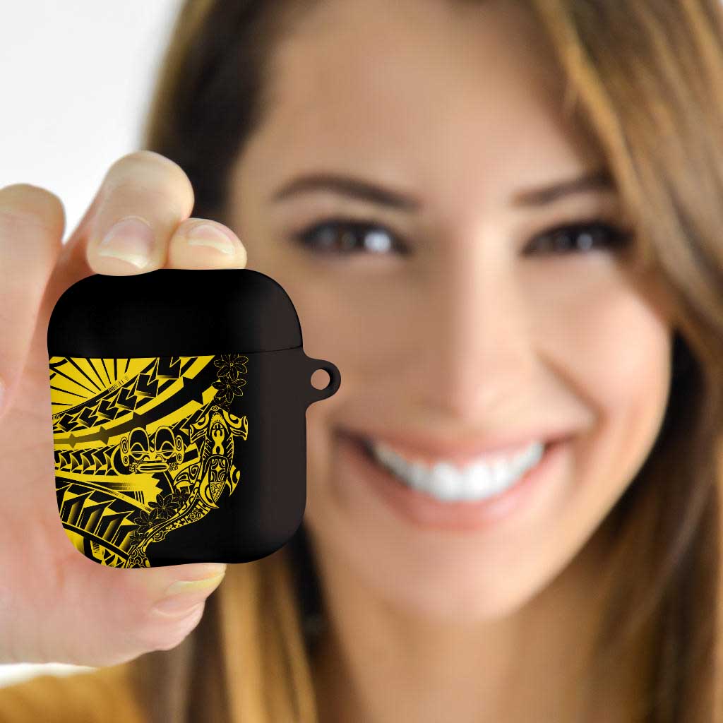 Yellow Marquesas Islands AirPods Case Marquesan Matatiki Hammerhead Shark Patutiki - Polynesian Pride