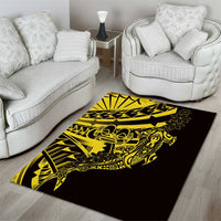 Yellow Marquesas Islands Area Rug Marquesan Matatiki Hammerhead Shark Patutiki - Polynesian Pride