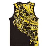 Yellow Marquesas Islands Basketball Jersey Marquesan Matatiki Hammerhead Shark Patutiki - Polynesian Pride