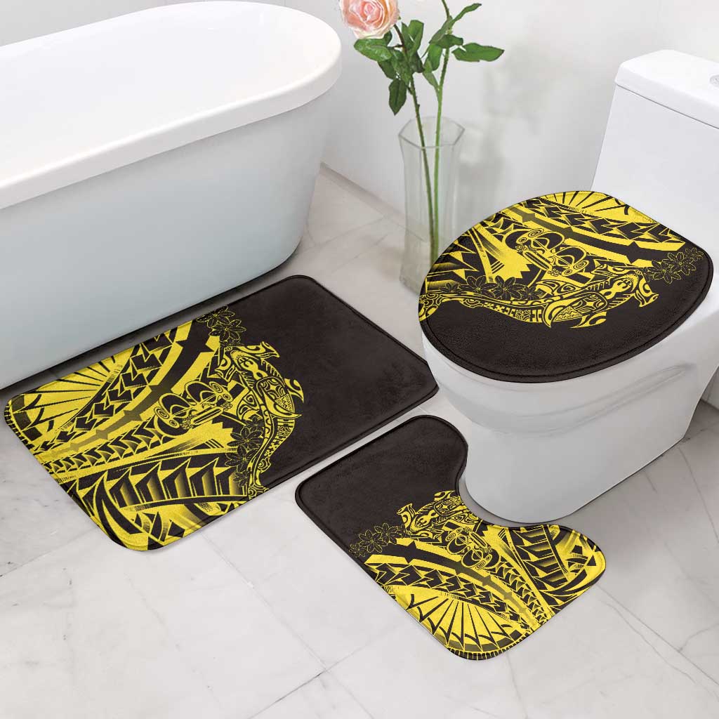 Yellow Marquesas Islands Bathroom Set Marquesan Matatiki Hammerhead Shark Patutiki - Polynesian Pride
