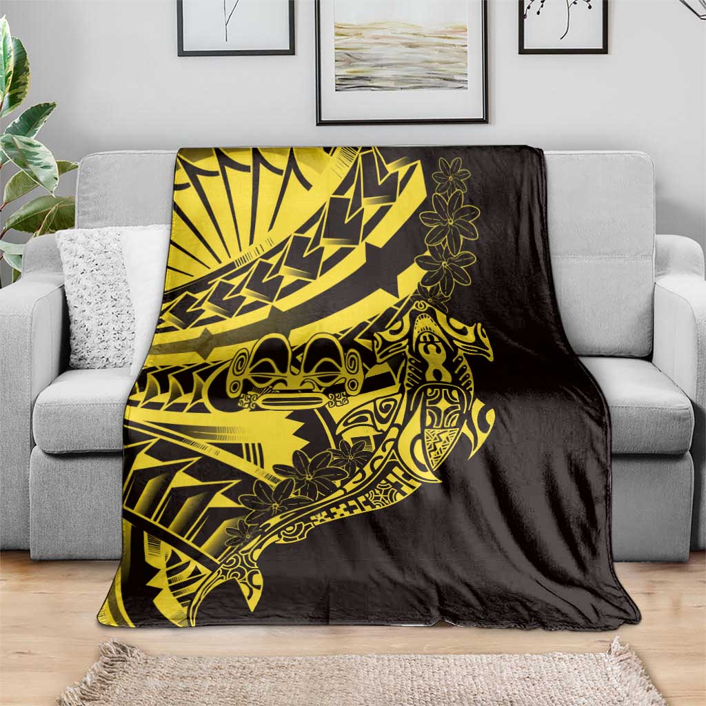 Yellow Marquesas Islands Blanket Marquesan Matatiki Hammerhead Shark Patutiki - Polynesian Pride