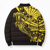 Yellow Marquesas Islands Bomber Puffer Jacket Marquesan Matatiki Hammerhead Shark Patutiki - Polynesian Pride
