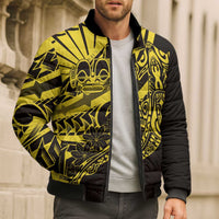 Yellow Marquesas Islands Bomber Puffer Jacket Marquesan Matatiki Hammerhead Shark Patutiki - Polynesian Pride