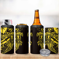 Yellow Marquesas Islands 4 in 1 Can Cooler Tumbler Marquesan Matatiki Hammerhead Shark Patutiki - Polynesian Pride