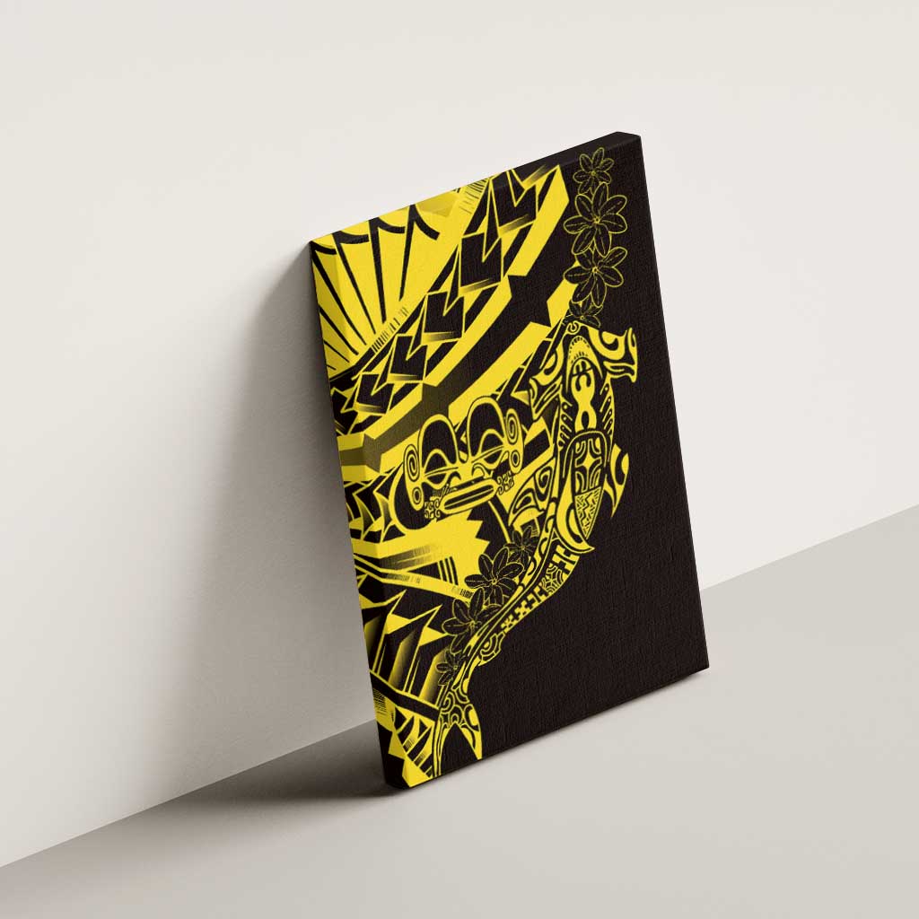 Yellow Marquesas Islands Canvas Wall Art Marquesan Matatiki Hammerhead Shark Patutiki - Polynesian Pride