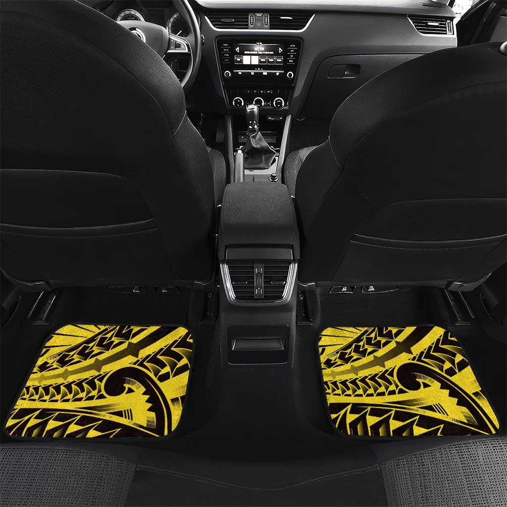 Yellow Marquesas Islands Car Mats Marquesan Matatiki Hammerhead Shark Patutiki - Polynesian Pride