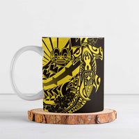 Yellow Marquesas Islands Ceramic Mug Marquesan Matatiki Hammerhead Shark Patutiki - Polynesian Pride