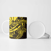 Yellow Marquesas Islands Ceramic Mug Marquesan Matatiki Hammerhead Shark Patutiki - Polynesian Pride