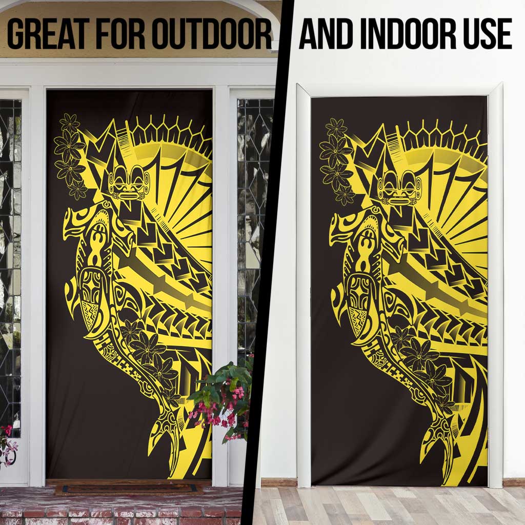 Yellow Marquesas Islands Door Cover Marquesan Matatiki Hammerhead Shark Patutiki - Polynesian Pride