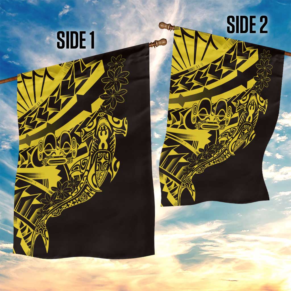 Yellow Marquesas Islands Garden Flag Marquesan Matatiki Hammerhead Shark Patutiki - Polynesian Pride