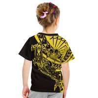 Yellow Marquesas Islands Kid T Shirt Marquesan Matatiki Hammerhead Shark Patutiki - Polynesian Pride