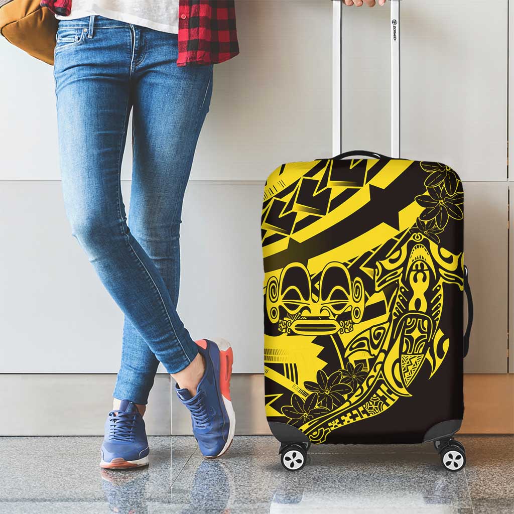 Yellow Marquesas Islands Luggage Cover Marquesan Matatiki Hammerhead Shark Patutiki - Polynesian Pride