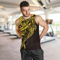 Yellow Marquesas Islands Men Tank Top Marquesan Matatiki Hammerhead Shark Patutiki - Polynesian Pride