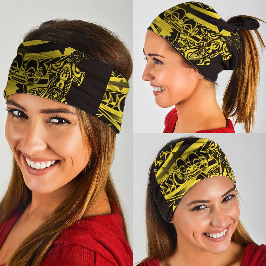 Yellow Marquesas Islands Neck Gaiter Marquesan Matatiki Hammerhead Shark Patutiki - Polynesian Pride