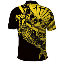 Yellow Marquesas Islands Polo Shirt Marquesan Matatiki Hammerhead Shark Patutiki - Polynesian Pride