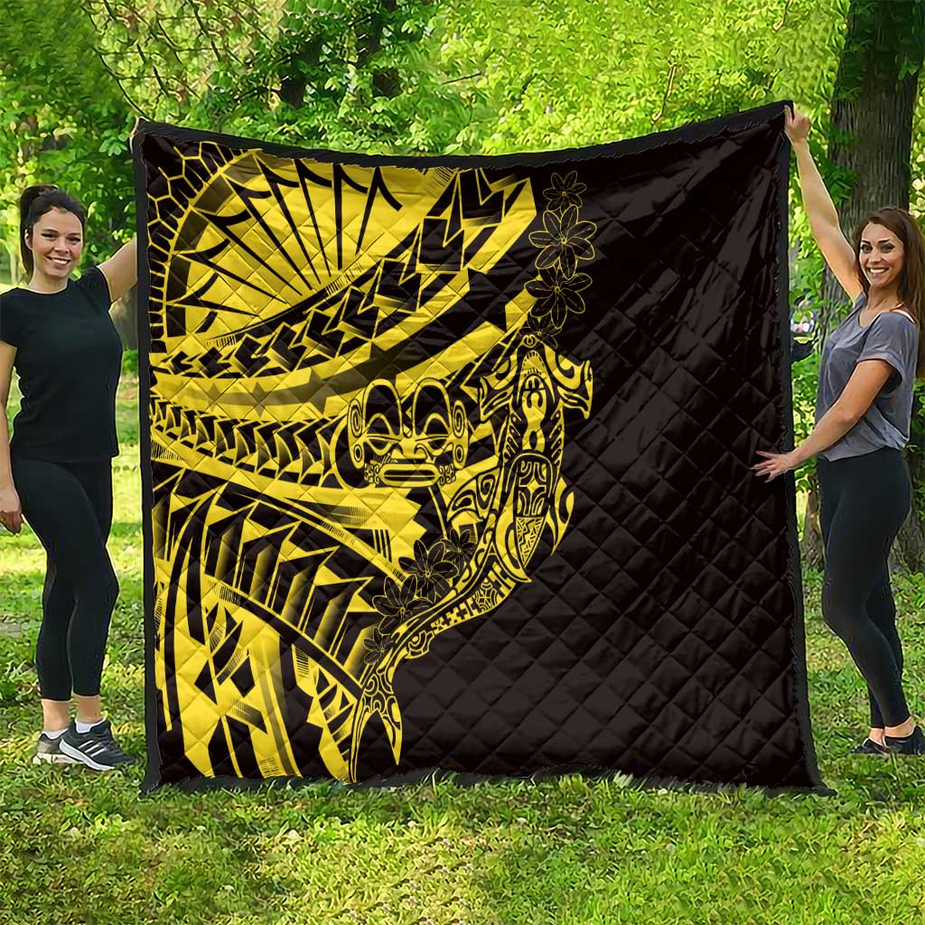 Yellow Marquesas Islands Quilt Marquesan Matatiki Hammerhead Shark Patutiki - Polynesian Pride