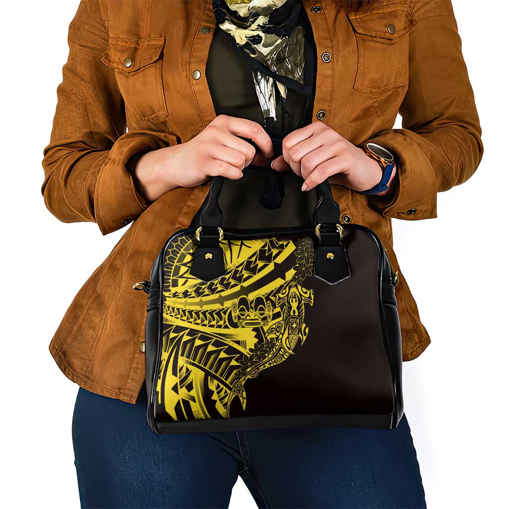 Yellow Marquesas Islands Shoulder Handbag Marquesan Matatiki Hammerhead Shark Patutiki - Polynesian Pride