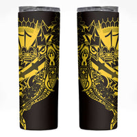 Yellow Marquesas Islands Skinny Tumbler Marquesan Matatiki Hammerhead Shark Patutiki - Polynesian Pride