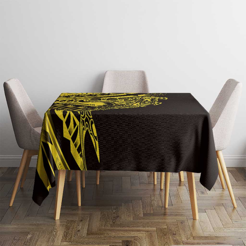 Yellow Marquesas Islands Tablecloth Marquesan Matatiki Hammerhead Shark Patutiki - Polynesian Pride