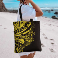 Yellow Marquesas Islands Tote Bag Marquesan Matatiki Hammerhead Shark Patutiki - Polynesian Pride