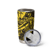 Yellow Marquesas Islands Tumbler Cup Marquesan Matatiki Hammerhead Shark Patutiki - Polynesian Pride