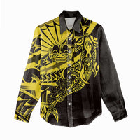 Yellow Marquesas Islands Women Casual Shirt Marquesan Matatiki Hammerhead Shark Patutiki - Polynesian Pride
