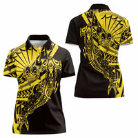 Yellow Marquesas Islands Women Polo Shirt Marquesan Matatiki Hammerhead Shark Patutiki - Polynesian Pride