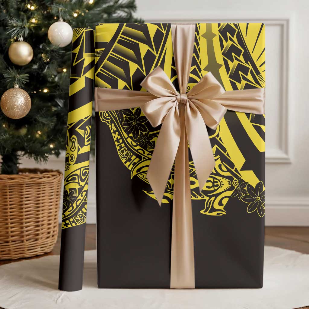 Yellow Marquesas Islands Wrapping Paper Marquesan Matatiki Hammerhead Shark Patutiki - Polynesian Pride