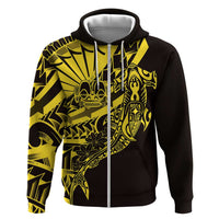 Yellow Marquesas Islands Zip Hoodie Marquesan Matatiki Hammerhead Shark Patutiki - Polynesian Pride