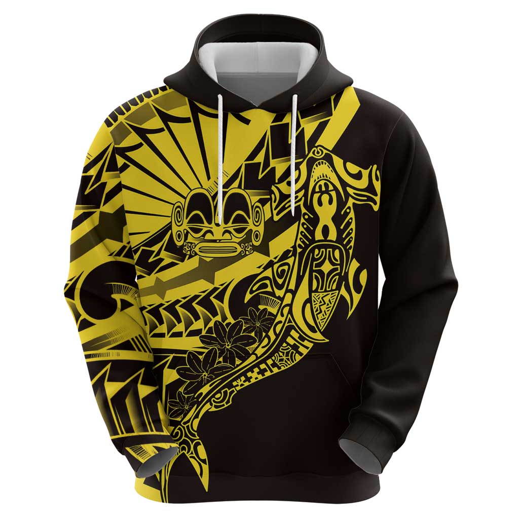 Yellow Marquesas Islands Zip Hoodie Marquesan Matatiki Hammerhead Shark Patutiki - Polynesian Pride
