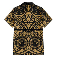 Austral Islands Family Matching Off The Shoulder Long Sleeve Dress and Hawaiian Shirt Tuhaa Pae Penu Stars Necklace Gold - Polynesian Pride