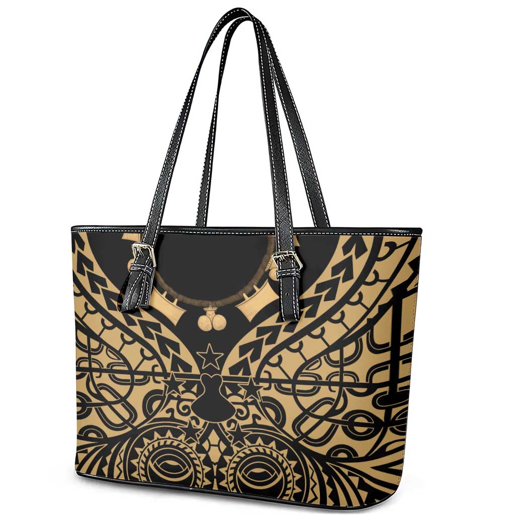 Austral Islands Leather Tote Bag Tuhaa Pae Penu Stars Necklace Gold - Polynesian Pride