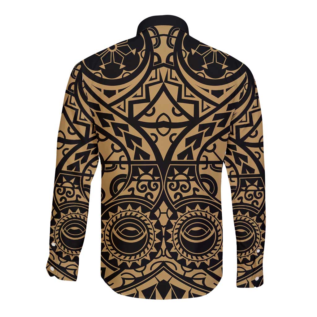 Austral Islands Long Sleeve Button Shirt Tuhaa Pae Penu Stars Necklace Gold - Polynesian Pride