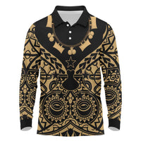 Austral Islands Long Sleeve Polo Shirt Tuhaa Pae Penu Stars Necklace Gold - Polynesian Pride