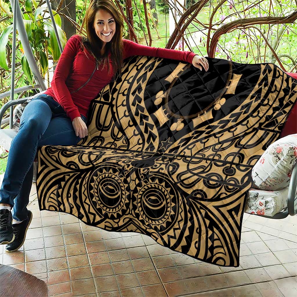 Austral Islands Quilt Tuhaa Pae Penu Stars Necklace Gold - Polynesian Pride