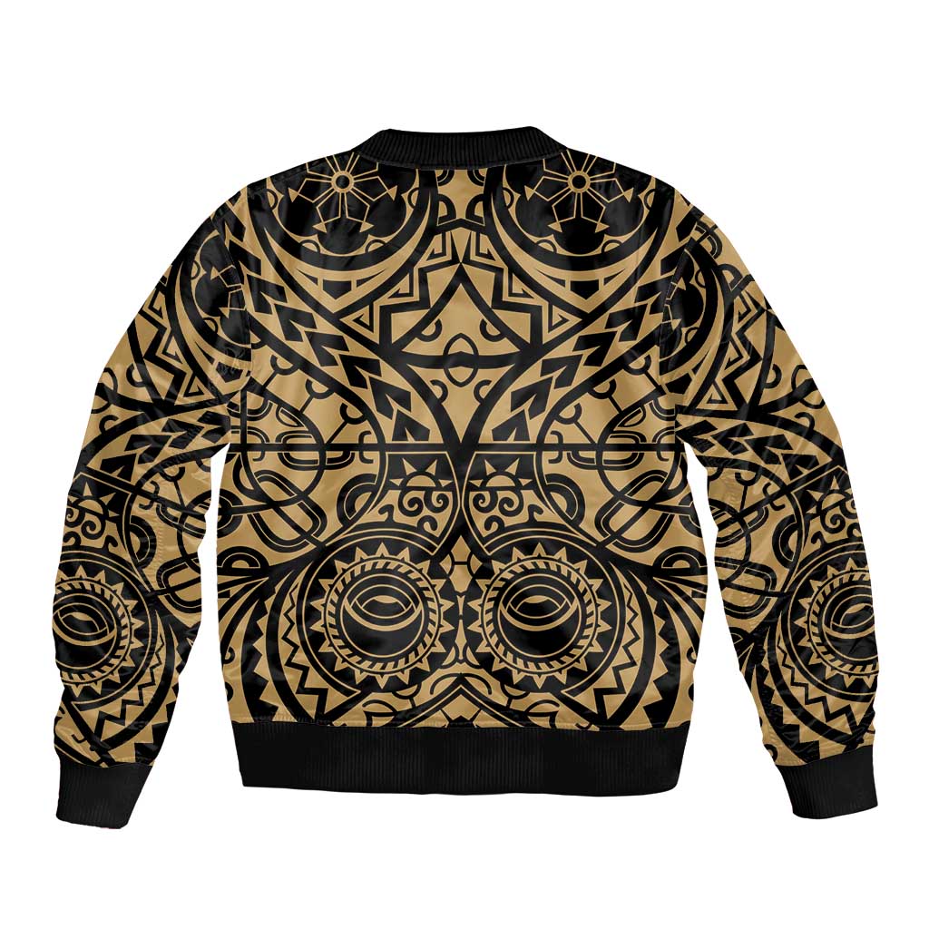 Austral Islands Sleeve Zip Bomber Jacket Tuhaa Pae Penu Stars Necklace Gold - Polynesian Pride