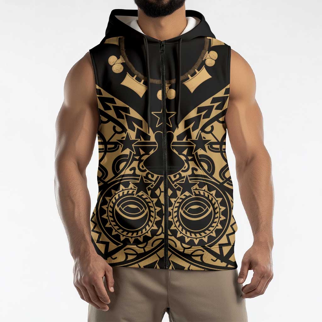 Austral Islands Sleeveless Zip Hoodie Tuhaa Pae Penu Stars Necklace Gold LT14 - Polynesian Pride