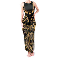 Austral Islands Tank Maxi Dress Tuhaa Pae Penu Stars Necklace Gold - Polynesian Pride