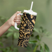 Austral Islands Tumbler With Handle Tuhaa Pae Penu Stars Necklace Gold - Polynesian Pride