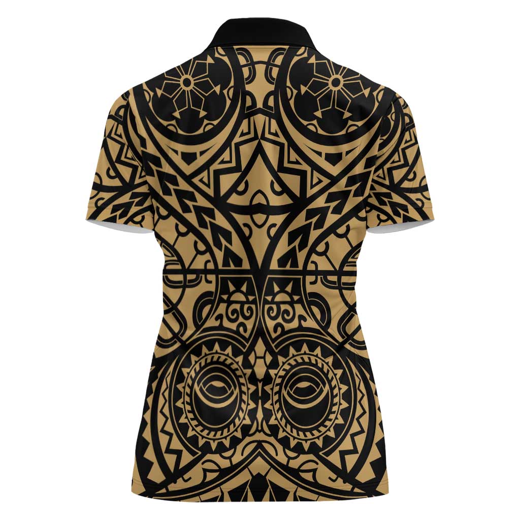 Austral Islands Women Polo Shirt Tuhaa Pae Penu Stars Necklace Gold - Polynesian Pride