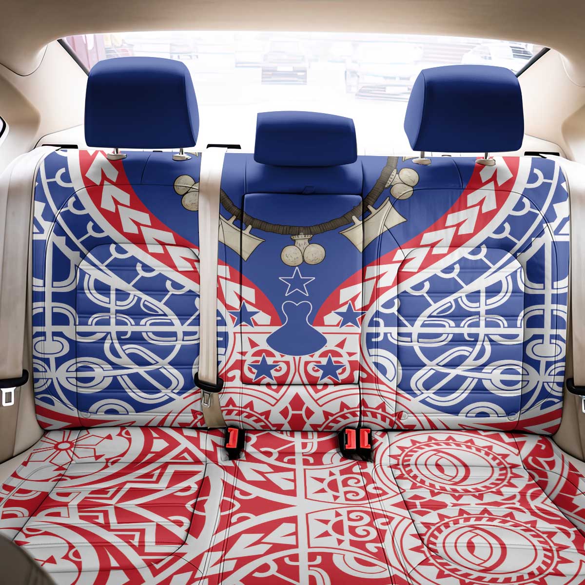 Austral Islands Back Car Seat Cover Tuhaa Pae Penu Stars Necklace Red - Polynesian Pride