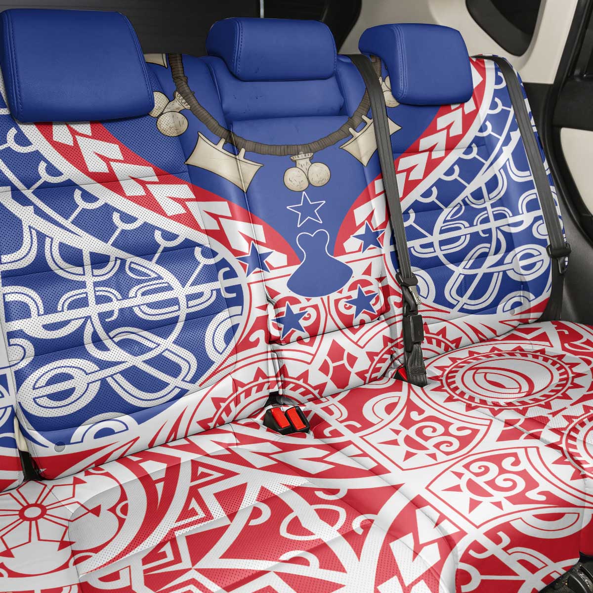 Austral Islands Back Car Seat Cover Tuhaa Pae Penu Stars Necklace Red - Polynesian Pride