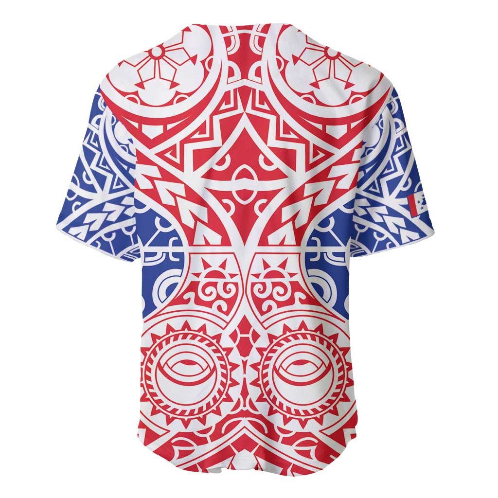 Austral Islands Baseball Jersey Tuhaa Pae Penu Stars Necklace Red - Polynesian Pride